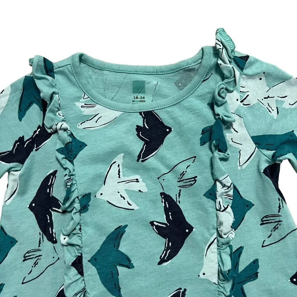 Tea Collection 18-24m Bird Print Ruffle Top